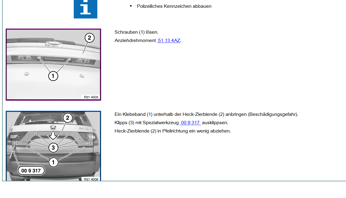 Griffleiste Heckklappe Heckklappengriff mit Taster Für BMW X3 E83  51133403611